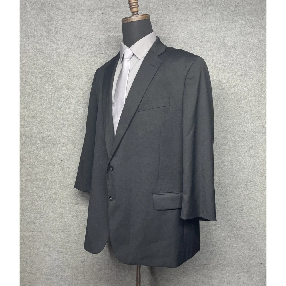 Stafford Men's Sport Coat Blazer Two Button Black Coolmax All Season Classic 52R